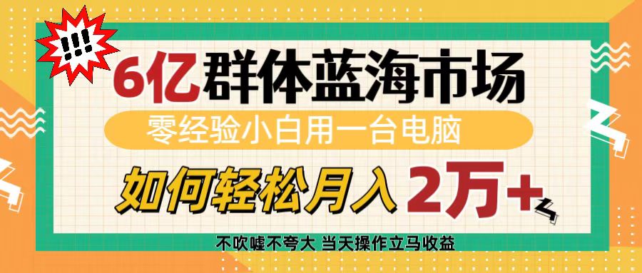 零经验小白必看:6亿人蓝海市场,一台电脑轻松月入2万+实操指南