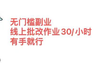 线上副业:无门槛批改作业,时薪30元有手就能做,新手也能上手!