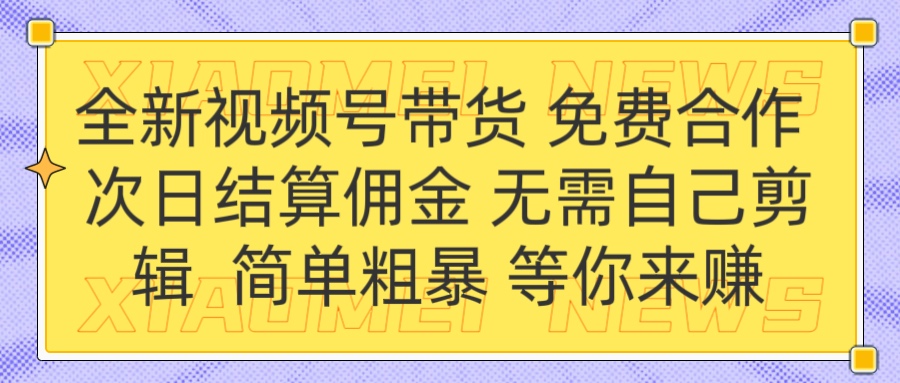 佣金次日结算+无需剪辑!全新视频号免费合作招募,创作者轻松赚钱