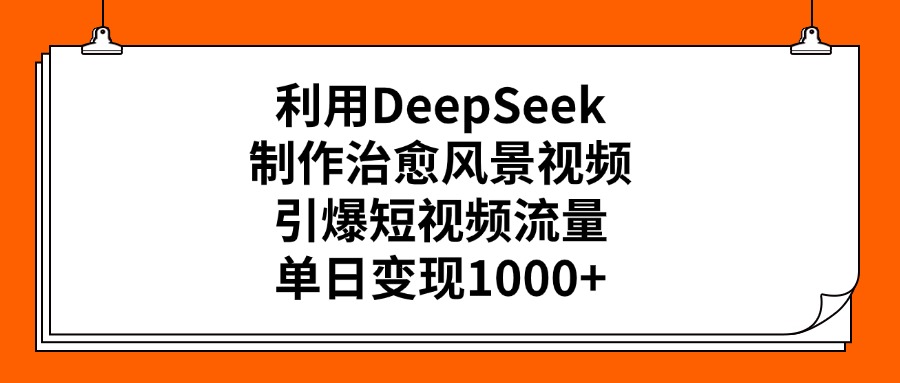 DeepSeek治愈风景视频制作教程:单日引爆短视频流量,变现1000+实操攻略