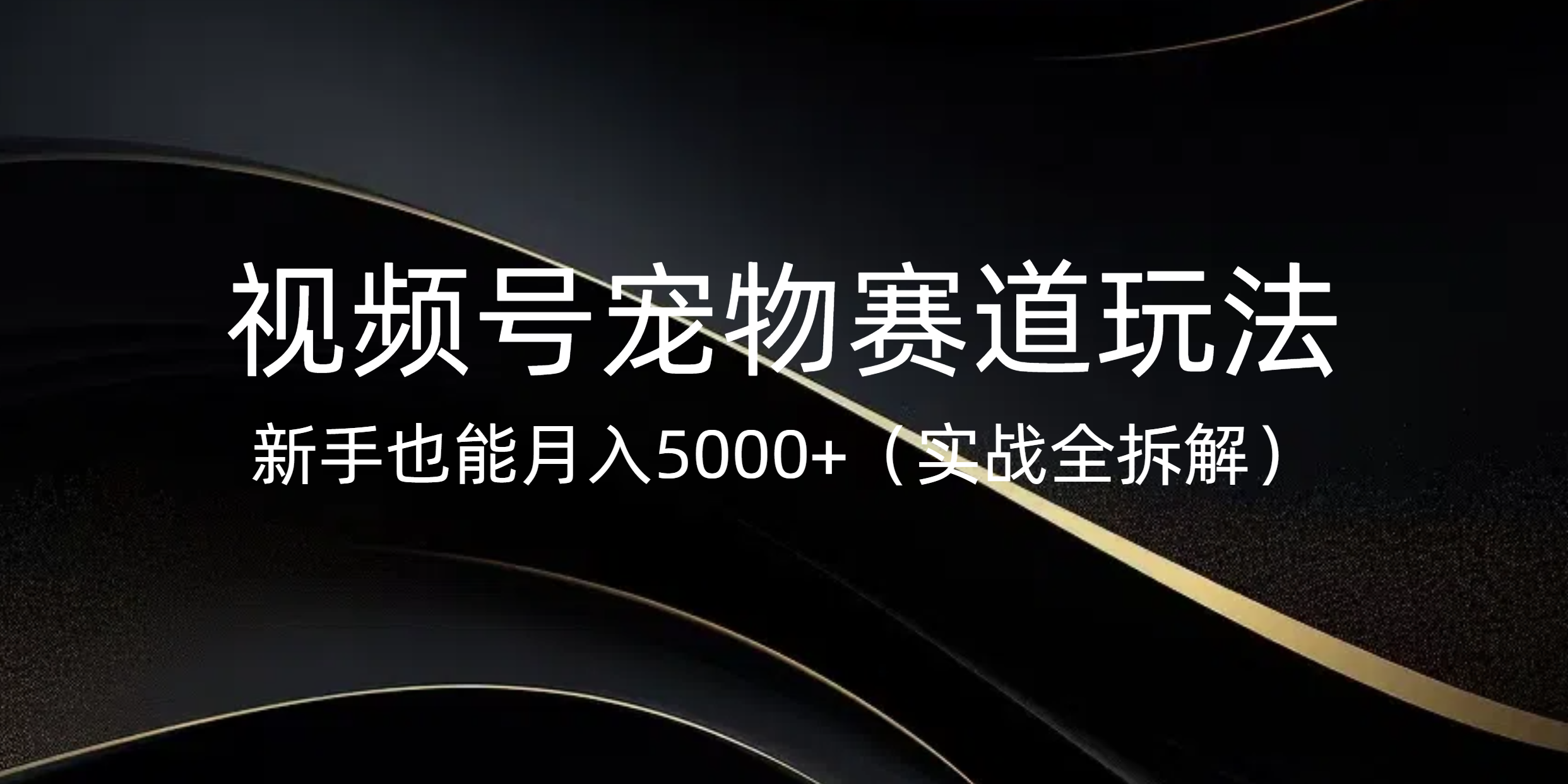 视频号宠物赛道新手怎么做?月入5000+实战玩法全拆解