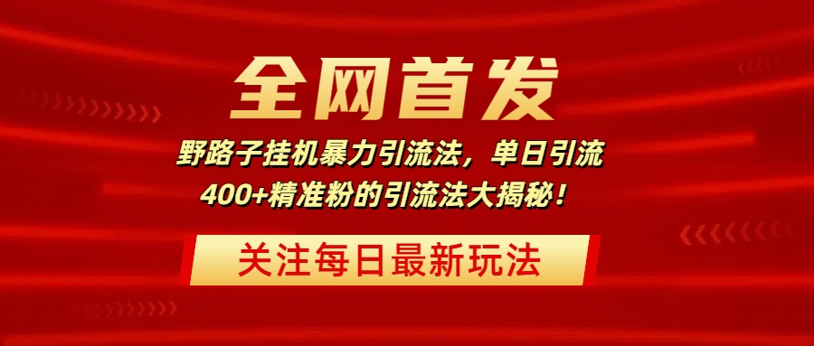 全网首发!挂机暴力引流实操教程:单日精准粉400+的野路子方法大揭秘