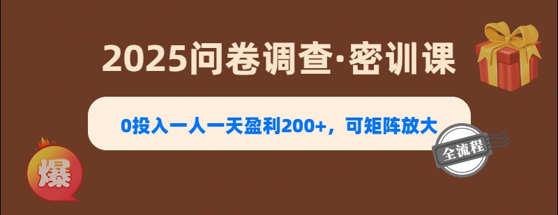 2025问卷调查:0投入1人1天日赚200+,矩阵放大操作指南