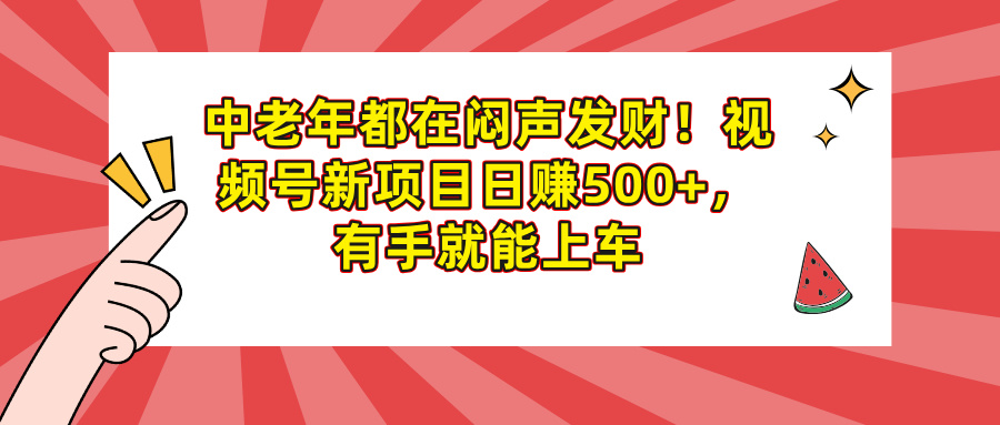 中老年闷声发财!视频号新项目日赚500+,低门槛有手就能做