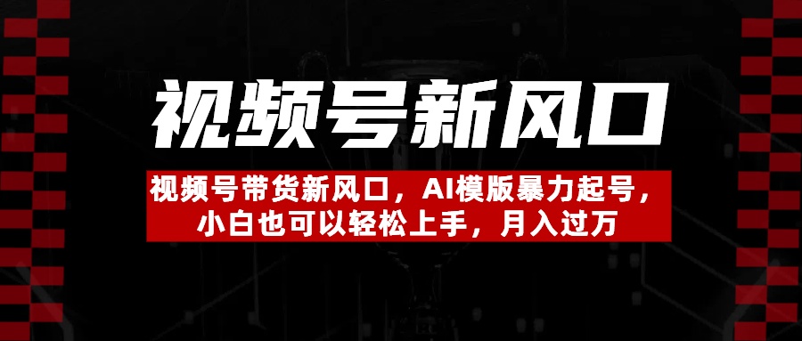 视频号带货2024新风口:AI模版快速起号,小白零基础轻松月入过万攻略