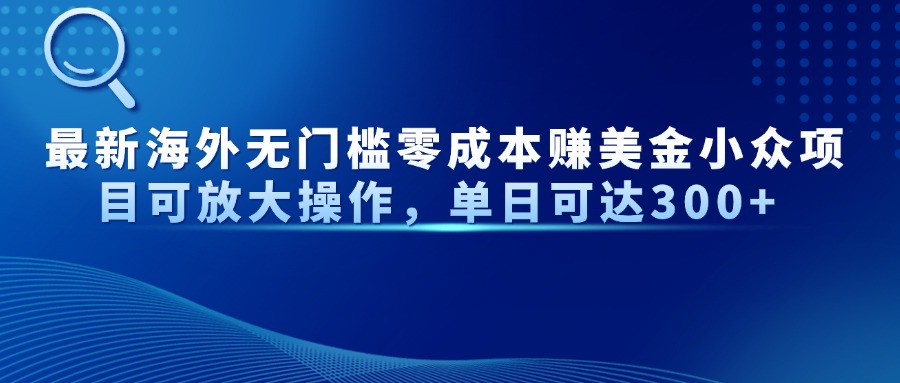 最新海外无门槛美金小众项目:可放大操作,单日300+美金收益