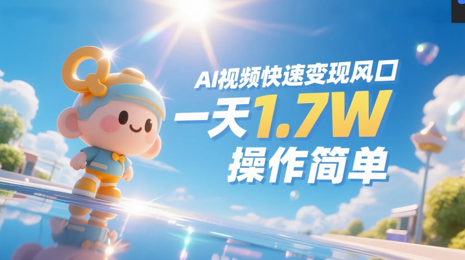 2024AI视频变现风口:日入1.7W,零基础操作,收入无上限