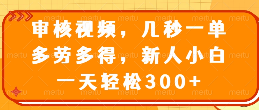 视频审核员新手小白必看:几秒一单多劳多得,轻松日入300+