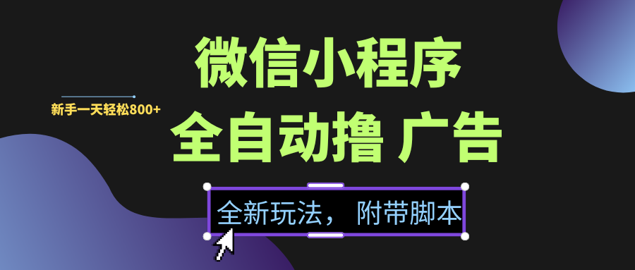 微信小程序挂机撸广告:新手新玩法1天800+ 附带脚本