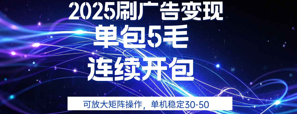 2025年零撸广告变现攻略:单广5毛收益,矩阵放大操作,单机稳定30-50+