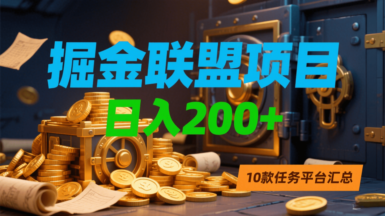 日入200+掘金联盟项目:10款任务平台汇总,副业赚钱指南