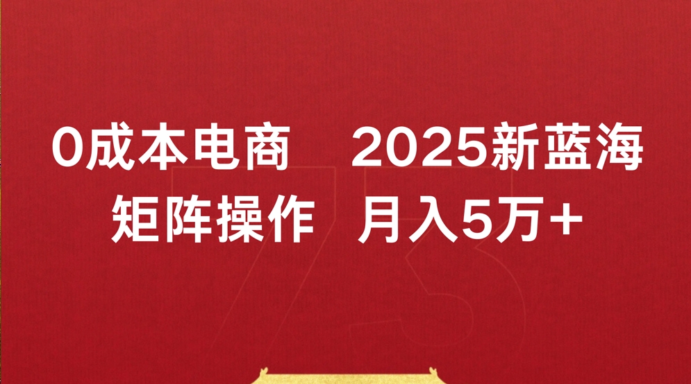 2025年0成本电商新蓝海:全矩阵打法,月入5万+实操攻略