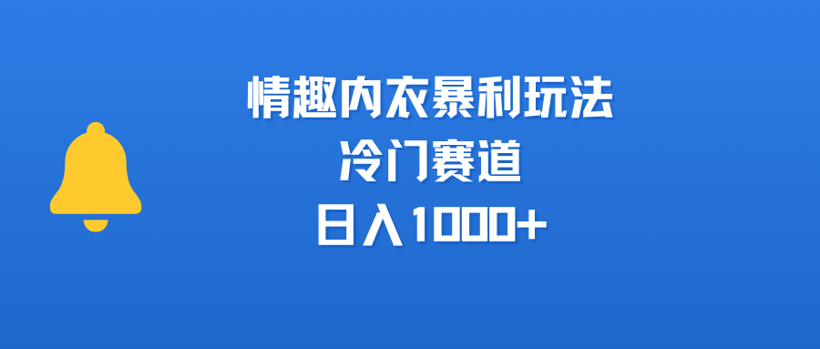 情趣内衣冷门赛道暴利玩法揭秘:日入1000+,小白也能轻松入局