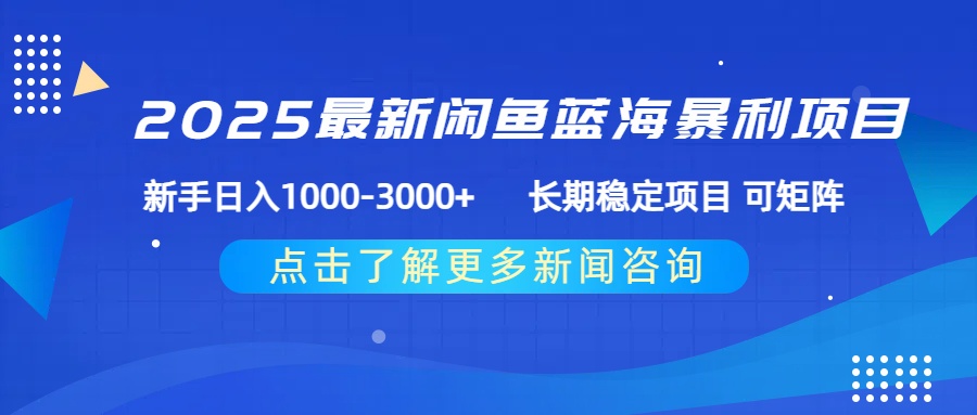 2025最新闲鱼蓝海暴利项目:新手日入1000-3000+,长期稳定可矩阵操作