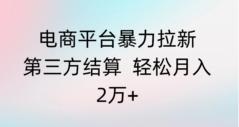 【电商拉新副业】第三方结算平台,批量操作月入2万+教程