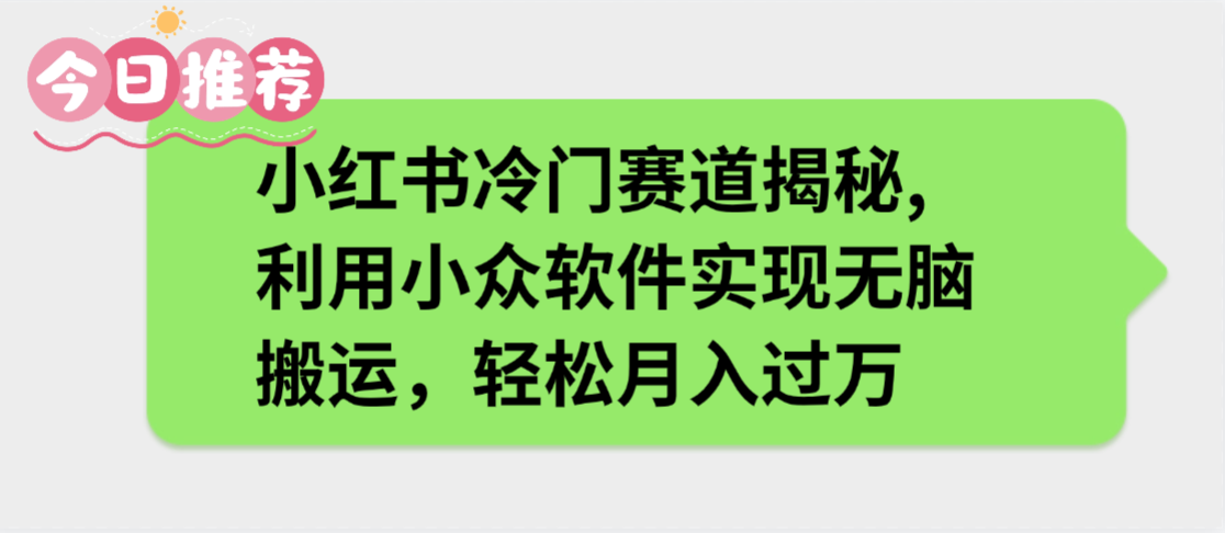 小红书冷门赛道揭秘:小众软件轻松搬运,新手实操月入过万方法