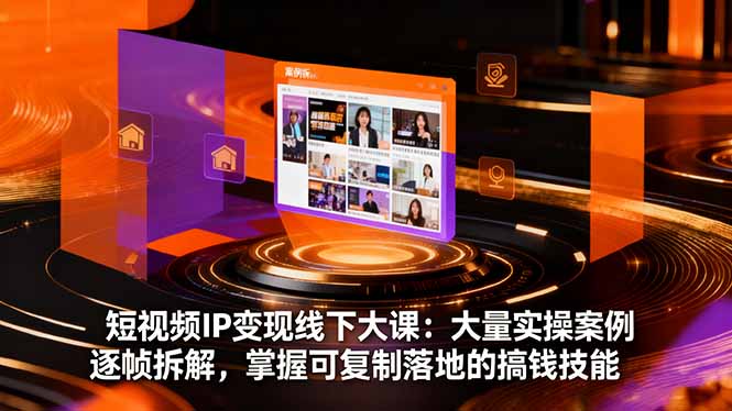 短视频IP变现线下实战课:海量实操案例逐帧拆解,掌握可复制落地搞钱技能
