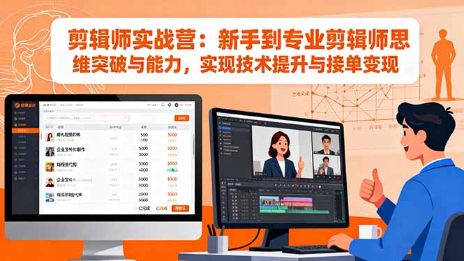 新手剪辑师实战营：从0到1突破思维与技术，实现接单变现全攻略