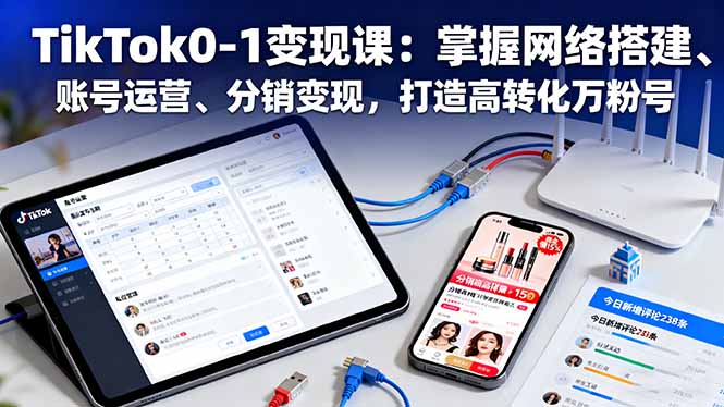 TikTok从零到1变现全攻略：网络搭建+账号运营+分销变现，打造高转化万粉号