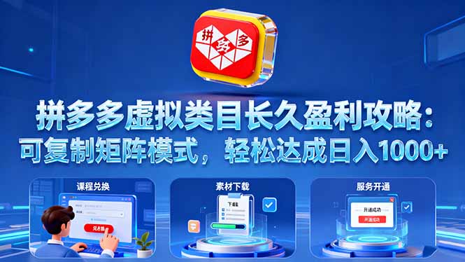 拼多多虚拟类目长久盈利指南:可复制矩阵模式,轻松实现日入1000+