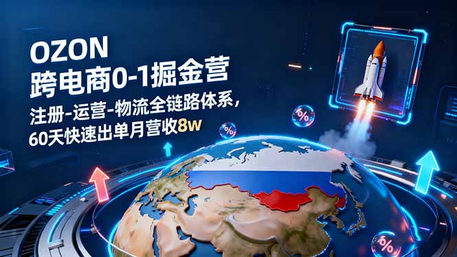 OZON跨境电商0-1掘金营：注册运营物流全链路，60天快速出单月营收8w