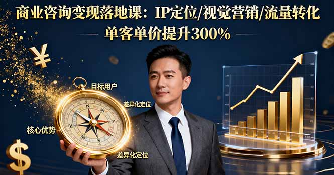 IP定位+视觉营销+流量转化：商业咨询变现落地课，单客单价提升300%