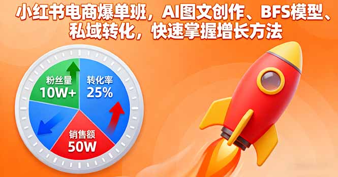 小红书电商爆单班:AI图文创作+BFS模型,私域转化快速掌握增长方法