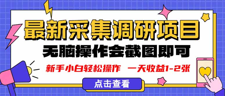 新版采集调研项目:截图上传即操作,无脑日赚1-2张
