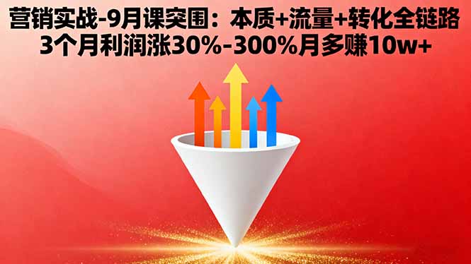 营销实战突围课:本质+流量+转化全链路拆解,3个月利润暴涨30%-300%,月多赚10w+
