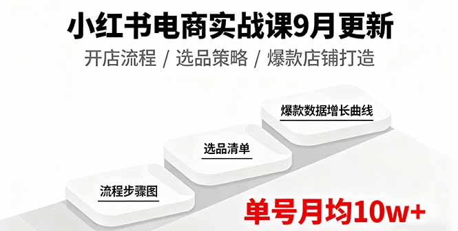 小红书电商实战课9月更新：单号月均10w+！从开店流程到爆款打造，选品策略全攻略