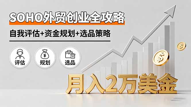 SOE外贸创业实战指南:自我评估+资金规划+选品策略,月入2万美金全流程解析