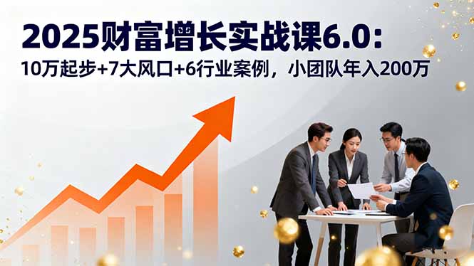 2025财富增长实战课6.0:小团队10万起步,7大风口+6行业案例,年入200万全攻略