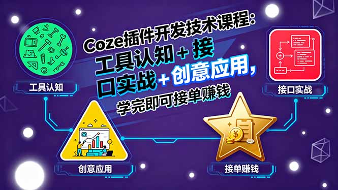 Coze插件开发实战课:工具认知+接口调用+创意应用,学完快速接单赚钱