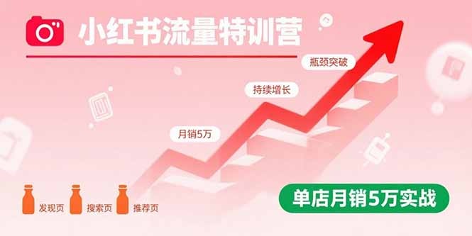 小红书流量瓶颈突破:单店月销5万实战课,实现店铺持续增长