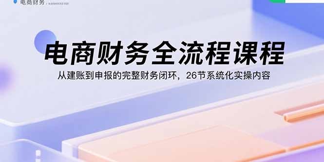 电商财务SOE全流程课:从建账到申报的标准化财务闭环,26节系统化实操