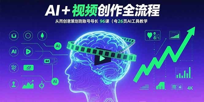 AI短视频创作全流程：96节课含26项AI工具教学，从创意策划到账号增长