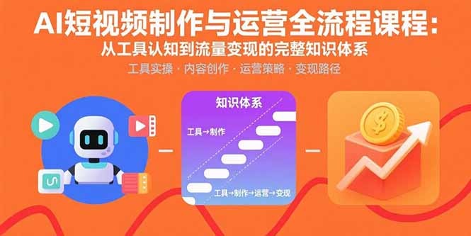 AI短视频制作运营全流程课:从工具认知到流量变现的完整知识体系