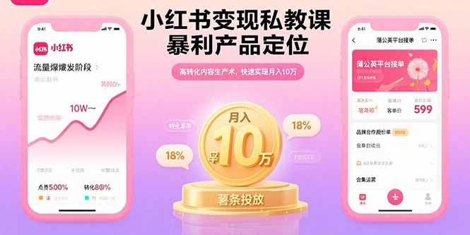 小红书变现私教课:暴利产品定位+高转化内容生产术,快速实现月入10万