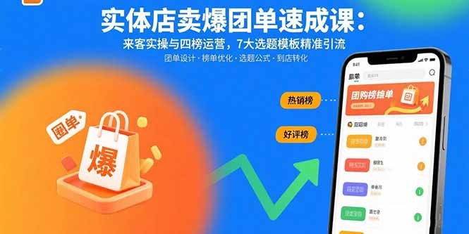 实体店卖爆团单速成课:来客实操与四榜运营,7大选题模板精准引流