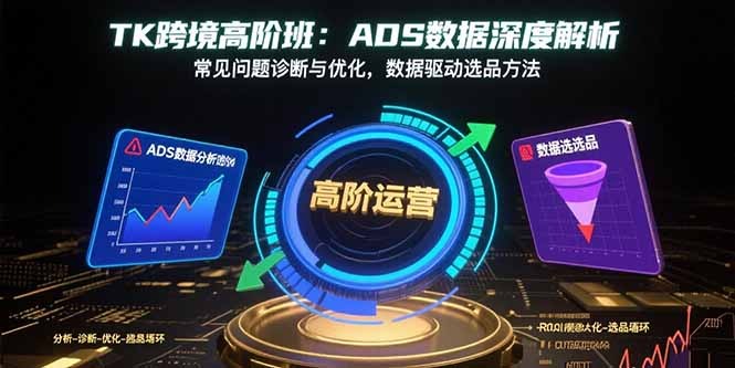 TK跨境高阶班:ADS数据深度解析+常见问题诊断优化+数据驱动选品实战方法