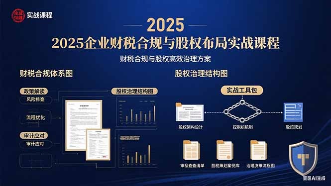 2025企业财税合规与股权布局实战课:高效治理方案落地指南