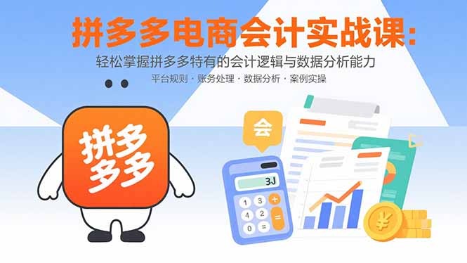 拼多多电商会计实战课：从0到1掌握特有会计逻辑与数据分析全流程