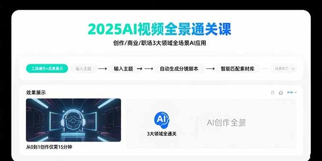 2025AI视频全景通关课:覆盖创作/商业/职场三大领域,解锁AI全场景应用