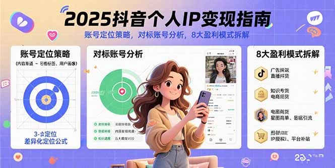 2025抖音个人IP变现全攻略:账号定位策略+对标账号分析+8大盈利模式拆解