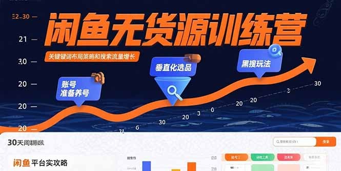 闲鱼无货源0基础30天盈利指南:养号+垂直选品+黑搜玩法,新手快速上手攻略