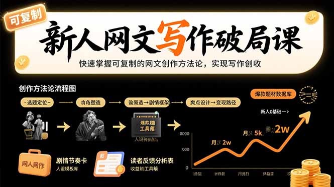 新人网文写作破局课：从0到1掌握可复制创作法，快速实现写作变现