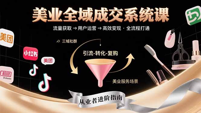 美业全域成交系统课程:从流量获客到高效变现全链路打通,助美业业绩倍增