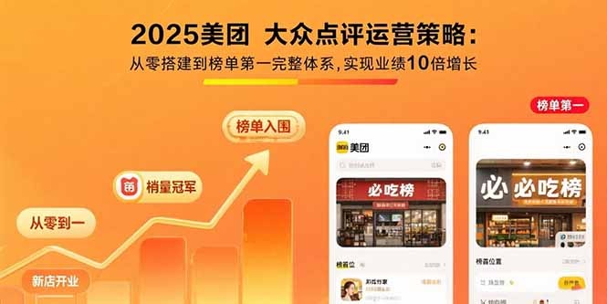 2025美团大众点评运营策略:从零搭建至榜单第一完整体系,驱动业绩10倍增长