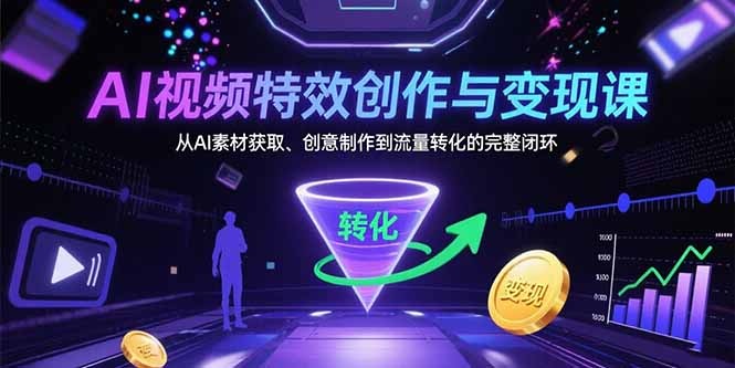 AI视频特效创作变现课:从素材获取、创意制作到流量转化的全流程闭环指南