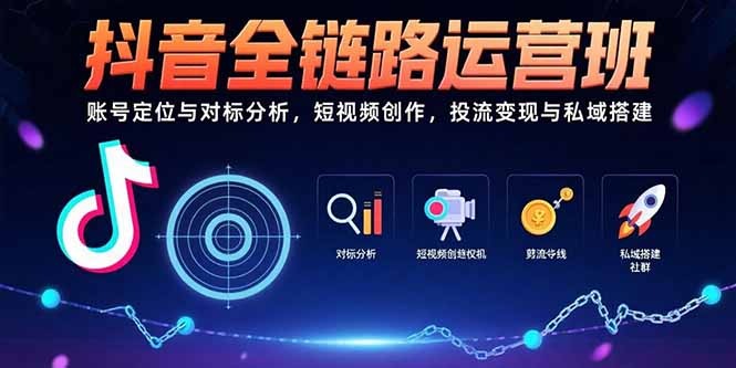 抖音全链路运营指南:从账号定位、对标分析到短视频创作、投流变现与私域搭建全流程